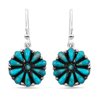 Santa Fe Style Kingman Turquoise Earrings in Sterling Silver 2.20 ctw