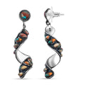 Santa Fe Style Spiny Turquoise 3.12 ctw Earrings in Sterling Silver - Sticky add to cart bar