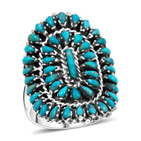 Santa Fe Style Kingman Turquoise Ring in Sterling Silver (Size 10.0) 4.40 ctw