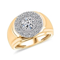 Doorbuster NY Closeout 10K White and Yellow Gold Luxuriant Lab Grown Diamond (VS) Men's Ring (Size 10.0) (9.8 g) 2.00 ctw