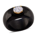 Moissanite (Ovl 8x6 mm), Black Jade Band Ring in 18K Vermeil YG Over Sterling Silver (Size 5.0) 39.65 ctw - Sticky add to cart bar