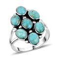 Santa Fe Style Kingman Turquoise Ring in Sterling Silver (Size 10.0) 1.05 ctw - Sticky add to cart bar