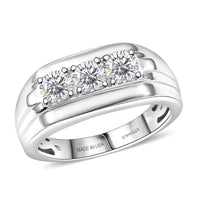 D'Joy Moissanite 1.00 ctw Men's Ring in Rhodium Over Sterling Silver (Size 11.0)