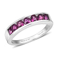 D'Joy Radiant Ember Garnet 7 Stone Ring in Rhodium Over Sterling Silver (Size 10.0) 1.59 ctw - Sticky add to cart bar
