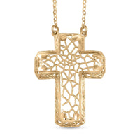 10K Yellow Gold Cross Necklace (16 Inches) (1.4 Grams)