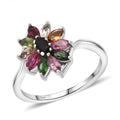 D'Joy Premium Multi-Tourmaline Ring in Rhodium Over Sterling Silver (Size 10.0) 0.90 ctw - Sticky add to cart bar