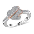 Luxuriant Lab Grown Diamond (G-H, SI) Love Ribbon Matrix Ring in 18K Vermeil RG and Rhodium Over Sterling Silver (Size 10.0) 0.50 ctw - Sticky add to cart bar