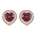 D'Joy Mozambique Garnet and Moissanite 3.00 ctw Heartfire Glow Earrings in 18K Vermeil Rose Gold Over Sterling Silver - Sticky add to cart bar