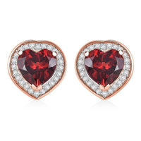 D'Joy Mozambique Garnet and Moissanite 3.00 ctw Heartfire Glow Earrings in 18K Vermeil Rose Gold Over Sterling Silver