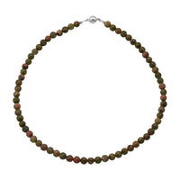 Unakite Beaded Necklace with Magnetic Lock in Rhodium Over Copper 155.00 ctw (18 Inches)