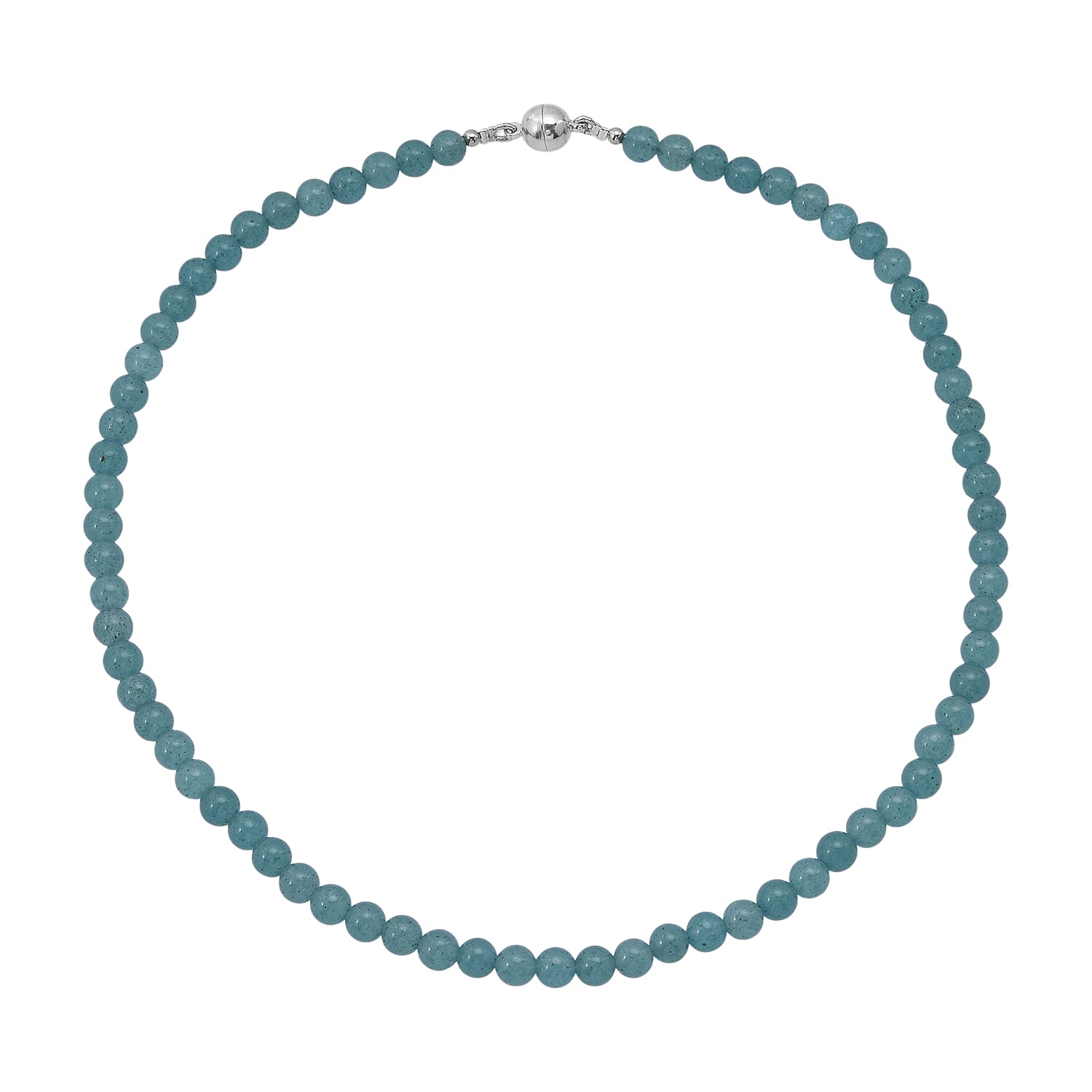 Amazonite Quartz Beaded Necklace with Magnetic Lock in Rhodium Over Copper 125.00 ctw (18 Inches)