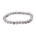 White Howlite Beaded Stretch Bracelet 48.00 ctw - Sticky add to cart bar