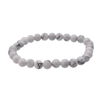 White Howlite Beaded Stretch Bracelet 48.00 ctw