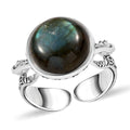 Sajen Silver Malagasy Labradorite Ring in Rhodium Over Sterling Silver (Size 10.0) 5.50 ctw - Sticky add to cart bar