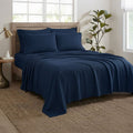 Closeout American Thread Collection 6pc Navy Microfiber Sheet Set -Twin - Sticky add to cart bar