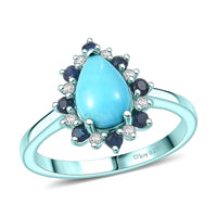 D'Joy AAA Sleeping Beauty Turquoise, Multi Gemstone Ring in Sterling Silver (Size 10.0) 1.60 ctw