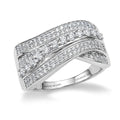 Luxuriant Lab Grown Diamond (G-H, SI) Wave Bridge Ring in Rhodium Over Sterling Silver (Size 10.0) 1.00 ctw - Sticky add to cart bar