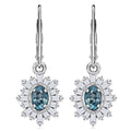D'Joy Cambodian Blue Zircon, Moissanite Earrings in Rhodium Over Sterling Silver 2.60 ctw - Sticky add to cart bar