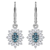 D'Joy Cambodian Blue Zircon, Moissanite Earrings in Rhodium Over Sterling Silver 2.60 ctw