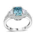 D'Joy Premium Blue Zircon, White Zircon Ring in Rhodium Over Sterling Silver (Size 10.0) 2.80 ctw - Sticky add to cart bar