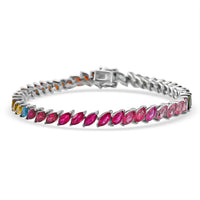 D'Joy Premium Multi-Tourmaline Bracelet in Rhodium Over Sterling Silver (6.50 In) 10.60 ctw