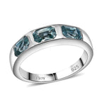 D'Joy Blue Zircon Ring in Rhodium Over Sterling Silver 2.40 ctw