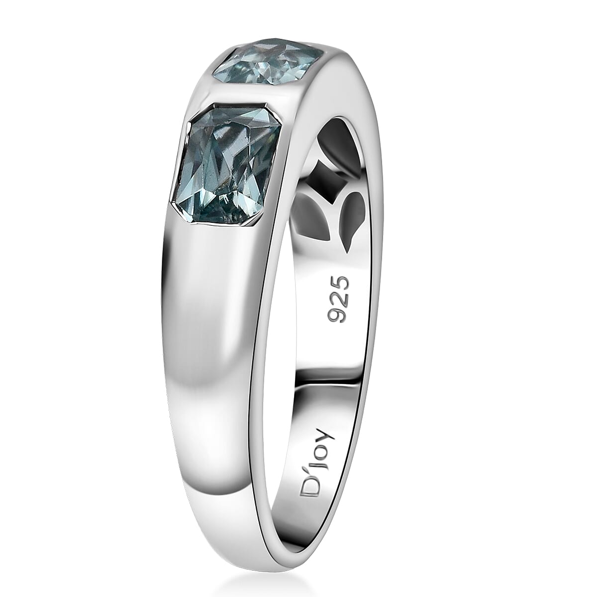 D'Joy Blue Zircon Ring in Rhodium Over Sterling Silver 2.40 ctw (4)
