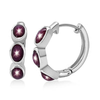 D'Joy Star Ruby Earrings in Rhodium Over Sterling Silver 5.90 ctw
