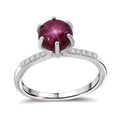 D'Joy Premium Indian Star Ruby, White Zircon Ring in Rhodium Over Sterling Silver (Size 10.0) 4.10 ctw - Sticky add to cart bar