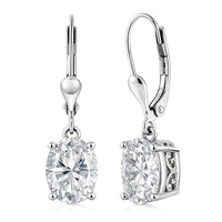 D'Joy Moissanite 5.60 ctw Eternal Solitaire Earrings in Rhodium Over Sterling Silver