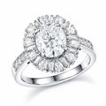 D'Joy Moissanite (Ovl 9x7mm) Ring in Rhodium Over Sterling Silver (Size 10.0) 2.90 ctw - Sticky add to cart bar