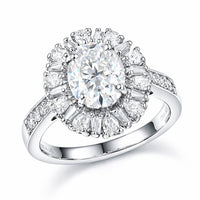 D'Joy Moissanite (Ovl 9x7mm) Ring in Rhodium Over Sterling Silver (Size 10.0) 2.90 ctw