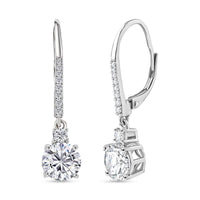 D'Joy Moissanite 2.70 ctw Lever Back Earrings in Rhodium Over Sterling Silver