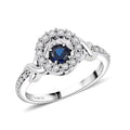 Lab Created Blue and White Sapphire Ring in Sterling Silver (Size 7.0) 1.00 ctw - Sticky add to cart bar
