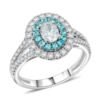 Modani Diamond (G - SI1) and Brazilian Paraiba Tourmaline 1.37 ctw Ring in 950 Platinum 4.73 Grams