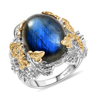 EverTrue Malagasy Labradorite Ring in 18K YG Plated and Platinum Bond (Size 10.0) 12.40 ctw