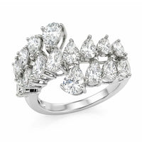 D'Joy Moissanite (Pear 6x4mm) Ring in Rhodium Over Sterling Silver (Size 10.0) 3.20 ctw
