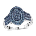 D'Joy Blue Diamond (IR) Ring in Rhodium Over Sterling Silver - Sticky add to cart bar