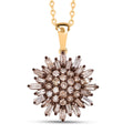 Natural Champagne Diamond Snowflake Pendant Necklace in 14K YG Over Sterling Silver 1.00 ctw (18 Inches) - Sticky add to cart bar
