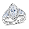 D'Joy Moissanite (Mrq 12x6mm) Ring in Rhodium Over Sterling Silver (Size 10.0) 3.10 ctw - Sticky add to cart bar