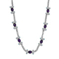 GP Royal Art Deco Premium African Amethyst and Multi Gemstone 13.50 ctw Necklace in Rhodium Over Sterling Silver 18-20 Inches - Sticky add to cart bar
