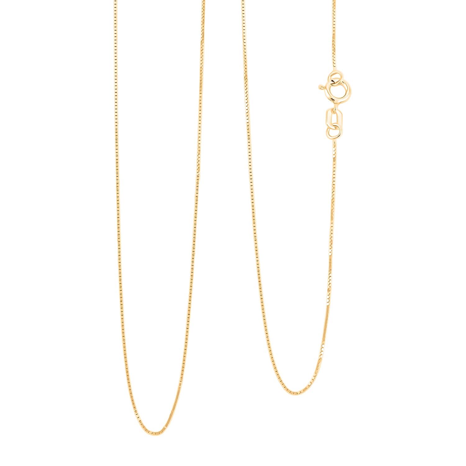 18K Yellow Gold Box Chain Necklace (16 Inches) (1.1 Grams)