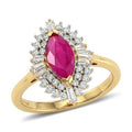 D'Joy Premium Montepuez Ruby, Moissanite Ring in 18K Vermeil YG Over Sterling Silver (Size 9.0) 2.00 ctw - Sticky add to cart bar