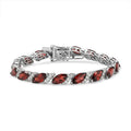 D'Joy Premium Mozambique Garnet, White Zircon Bracelet in Rhodium Over Sterling Silver (7.25 In) 22.00 ctw - Sticky add to cart bar