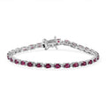 Premium Malawi Magenta Garnet, Luxuriant Lab Grown Diamond (G-H, SI) Moonlit Line Bracelet in Rhodium Over Sterling Silver (7.25 In) 7.30 ctw - Sticky add to cart bar