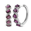 D'Joy AAA Radiant Ember Garnet and White Zircon 8.00 ctw Earrings in Rhodium Over Sterling Silver - Sticky add to cart bar