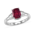 D'Joy Niassa Ruby (FF), Moissanite Ring in Rhodium Over Sterling Silver (Size 10.0) 2.60 ctw - Sticky add to cart bar