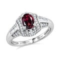 D'Joy Premium Malawi Magenta Garnet, Diamond (0.30 cts) Ring in Rhodium Over Sterling Silver (Size 10.0) 1.25 ctw - Sticky add to cart bar