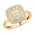 Natural Yellow and White Diamond Ring in 14K YG Over Sterling Silver (Size 5.0) 0.50 ctw - Sticky add to cart bar