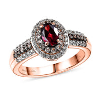 D'Joy Premium Malawi Magenta Garnet, Champagne Zircon and White Zircon Ring in 18K Vermeil RG Over Sterling Silver (Size 10.0) 1.50 ctw